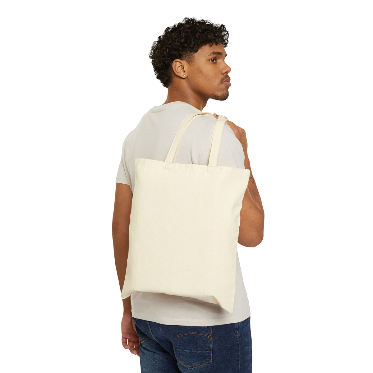 Celestial Dreams Canvas Tote Bag — Gold Moon and Stars Graphic