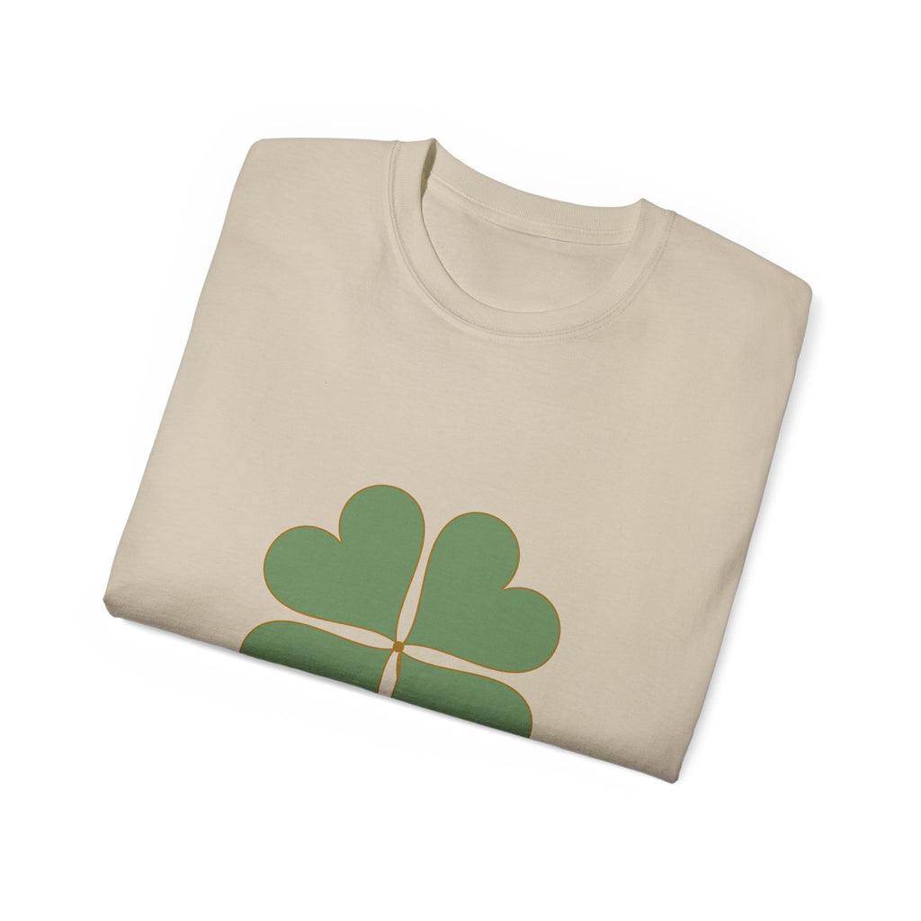 Lucky Clover T-Shirt — Gold Four Leaf Clover Graphic Tee