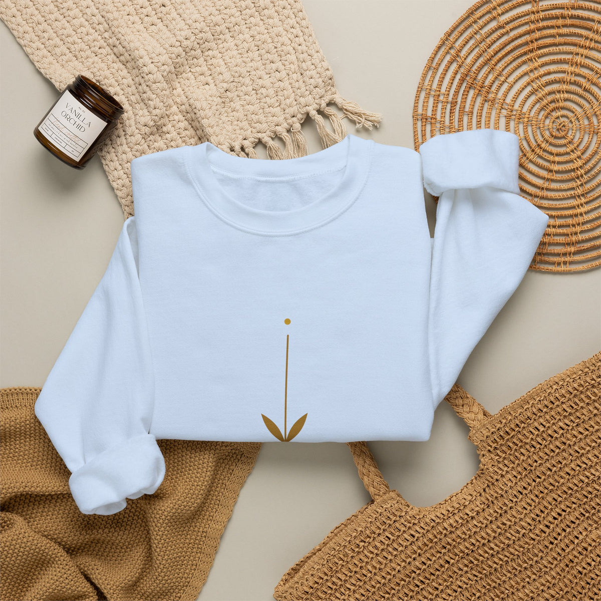 Rooted Botanical Sweatshirt — Gold Sprig Graphic Crewneck