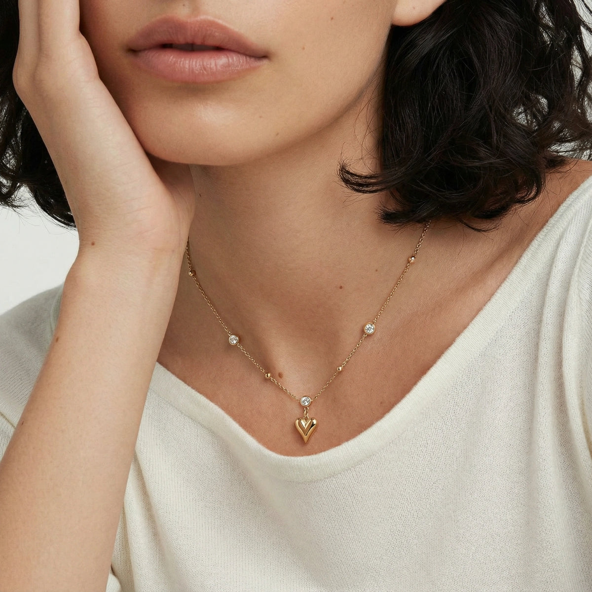 Crystal Heart Charm Necklace | Ardently Simple Co