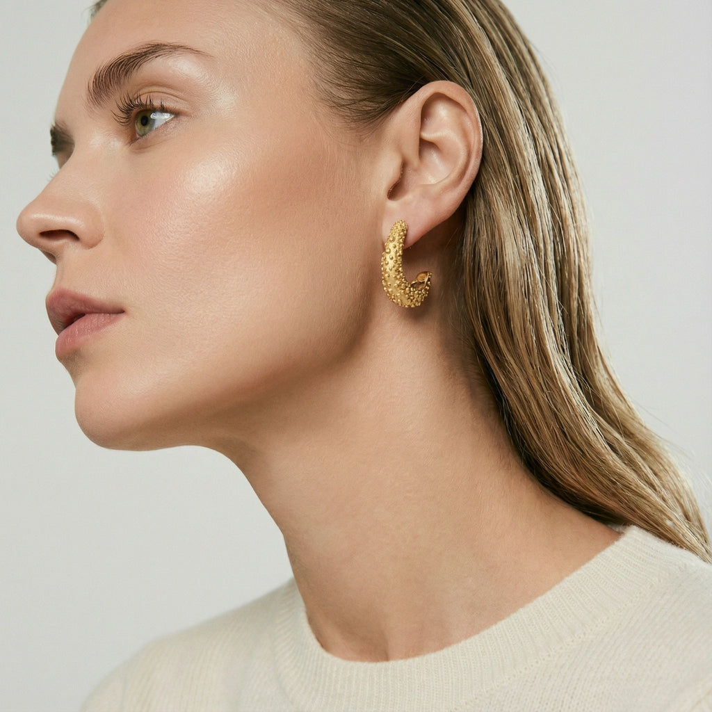 Textured Crescent Hoops | Ardently Simple Co