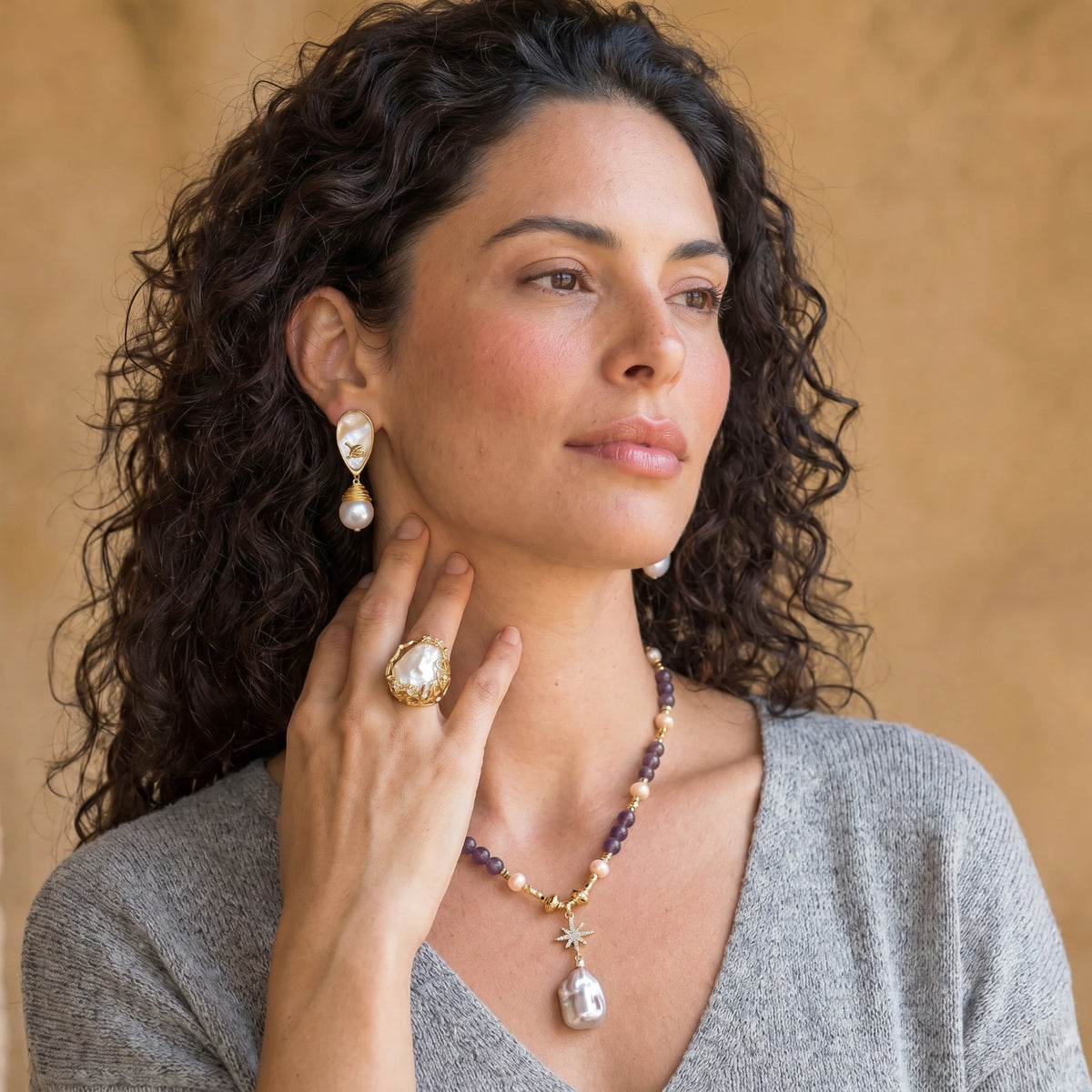 Celestial Amethyst Pearl Necklace | Ardently Simple Co