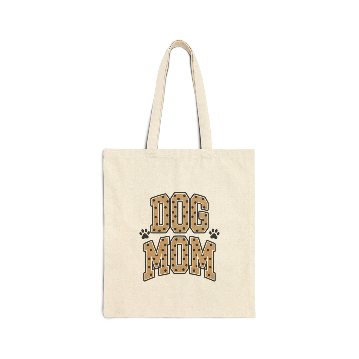Dog Mom Canvas Tote Bag — Leopard Print 'Dog Mom' Paw Graphic